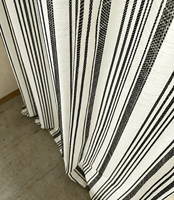 Cortinas de Ventana Personalizadas ZSTARR con Rayas Negras, Mezcla de Lino, Cortinas Modernas que Filtran la Luz para Sala de Estar, Dormitorio, Hotel, Villa