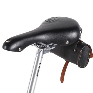 Selle de vélo de route avec sacoche en cuir, siège réglable, confortable pour une utilisation sur route - Product Image 1