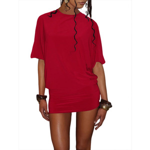 Viviblook Z0119DS Vestido de Verano para Mujer, Nuevo, para el Día de San Valentín, Sexy, Color Sólido, Cuello Redondo, Manga Corta, Espalda Descubierta, Mini Vestido de Fiesta - Product Image 5
