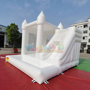 Grand pull de fête pour enfants Castillo gonflable blanc château gonflable avec toboggan et fosse à balles - Product Image 2