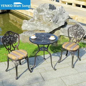 Juego de muebles de exterior de aluminio fundido de tres piezas, fácil desmontaje para jardín, balcón, espacios pequeños, Villa, terraza, ocio - Product Image 2