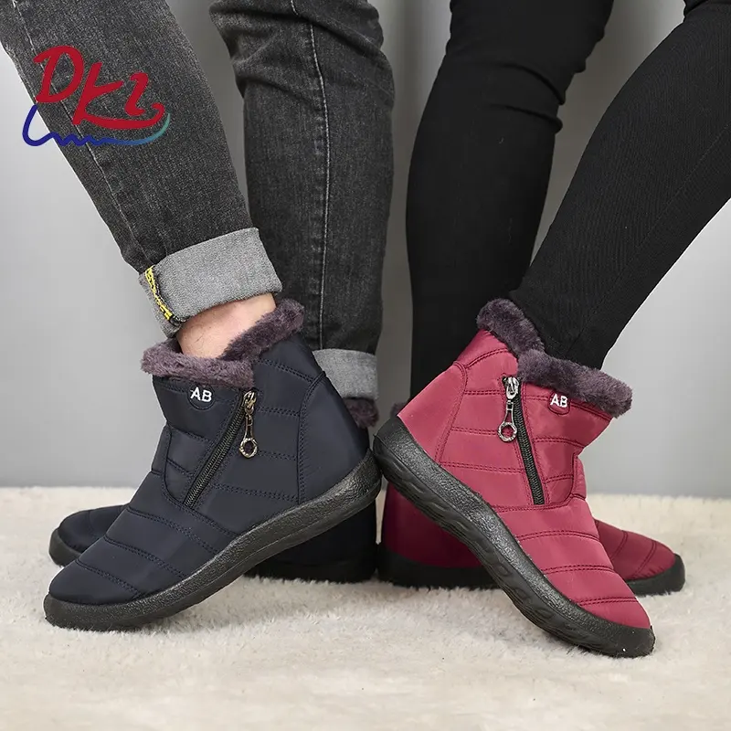 Suporte personalizado de inverno de pelúcia quente PU sola para fora botas superiores impermeáveis antiderrapantes botas de neve femininas de alta qualidade