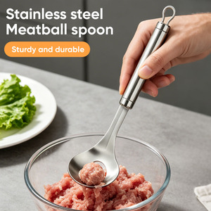 Cuchara Profesional para Hacer Albóndigas de Acero Inoxidable, Molde Antiadherente para Albóndigas con Orificio Ovalado, Utensilios de Cocina - Product Image 1