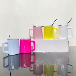 Tazas de Café Personalizadas con Logotipo, Tapa Magnética Deslizante, Color Brillante Macaron, Sublimación en Blanco, 10 oz, con Asa de Plástico - Product Image 1
