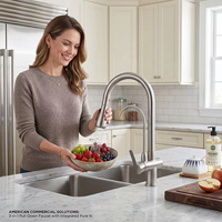 Robinet de cuisine moderne américain en nickel brossé à 3 voies avec mitigeur extractible et distributeur de filtre à eau intégré pour usage extérieur, domestique et VR