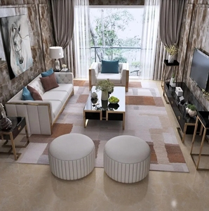 Phong cách hiện đại 1 + 2 + 3 thoải mái vải phòng khách khách sạn trường cắt sofa Set không có Inflatable ghế bành hình chữ nhật trở lại đi văng - Product Image 6