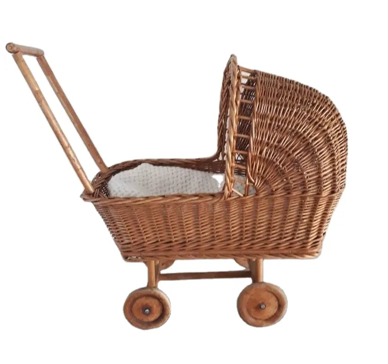 Antika Rattan bebek arabası Pram