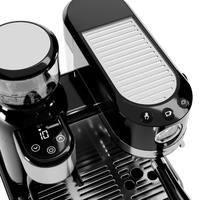 Machine à café expresso 19 bars avec moulin intégré, mousseur à lait, réservoir d'eau de 1,4 L, 2 inserts à tasses, chauffage thermobloc, noir