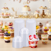 Gobelets à dessert élégants Kingstar 8oz en PET transparent avec couvercles hauts pour parfaits, gelato et puddings