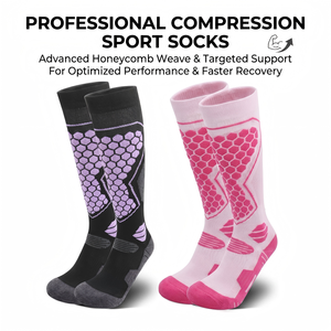 Chaussettes de <span class=keywords><strong>ski</strong></span> en laine mérinos pour hommes et femmes, chaussettes de sport épaisses et chaudes pour le snowboard, chaussettes de compression au-dessus du mollet, chaussettes hautes pour l'hiver, chaussettes thermiques pour activités de plein air - Product Image 1