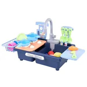 Развивающие игрушки, кухонный игровой набор для детей, розовая, синяя Реалистичная посудомоечная машина, автоматическая водяная розетка, электрическая кухонная раковина, игрушки