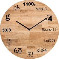 Horloge murale analogique à aiguilles en quartz, design rustique antique, en MDF, avec impression esthétique décorative, simple face, pour salon