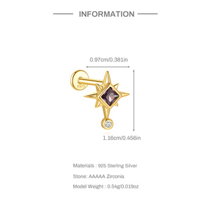 ต่างหูเงินแท้ S925 รูปดาวแปดแฉก ดีไซน์เก๋สำหรับผู้ชายและผู้หญิง - Product Image 6