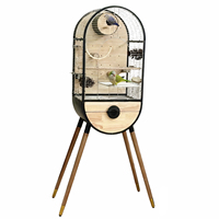 Cage à oiseaux architecturale unique en acier, grande volière d'intérieur de luxe avec plateau en acier inoxydable, design moderne pour perruches