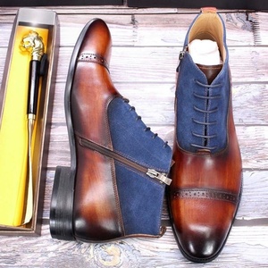 Nouvelles Bottes Brogue Décontractées pour Hommes, Style Cheville, pour Automne/Hiver, Antidérapantes, en Cuir Marron Cousu, Haute Qualité - Product Image 4