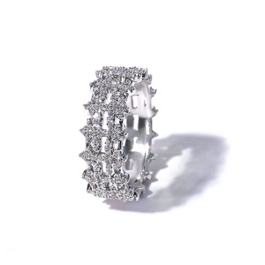 Bagues d'éternité pavées sans soudure en argent 925 plaqué or 18 carats de qualité supérieure, avec moissanite VVS de 8 mm, style hip-hop, testées au diamant, B2B - Product Image 1