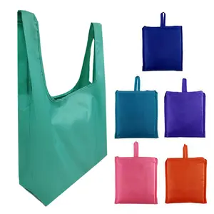 Japanese and Korean polyester folding shopping bags, portable and recyclable bags, waterproof storage Oxford cloth bags