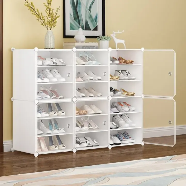 6 слоев новый дизайн полка для обуви Полка для хранения шкаф Органайзер водонепроницаемый DIY белый пластиковый шкаф для обуви
