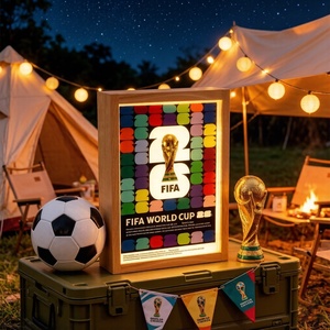 Lampe LED en acrylique et bois Coupe du Monde <span class=keywords><strong>FIFA</strong></span> 2026, motif numérique coloré, thème <span class=keywords><strong>FIFA</strong></span>, veilleuse chaude pour décoration intérieure et souvenir - Product Image 5