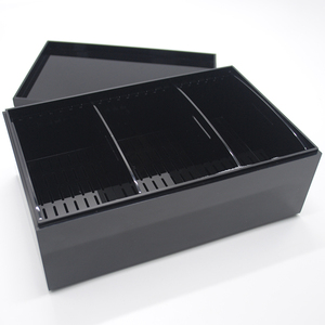 Humidor à <span class=keywords><strong>cigares</strong></span> <span class=keywords><strong>en</strong></span> acrylique noir givré écologique au design moderne avec 3 séparateurs pour le rangement et l'organisation - Product Image 6