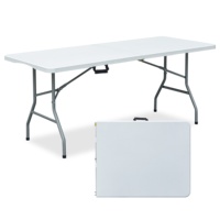 Table pliante en plastique blanc HDPE de 6 pieds pour fête en plein air, vente en gros
