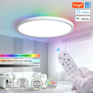 <span class=keywords><strong>Plafonnier</strong></span> <span class=keywords><strong>LED</strong></span> intelligent RGB avec télécommande, <span class=keywords><strong>plafonnier</strong></span> encastré WiFi compatible avec Alexa et Google Home, couleurs personnalisables pour salon - Product Image 1