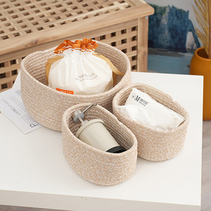Set di Tre Cesti Portaoggetti Moderni Rettangolari Intrecciati, 100% Cotone Ecologico, Design Flessibile per Scrivania, Giocattoli, Comodino e Oggetti Vari - Product Image 2