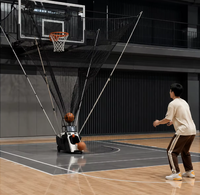 Machine de Retour de Ballon de Basket Portable, Entraîneur de Tir à Rebond Automatique, Aide à la Pratique du Retour de Ballon pour la Gym et les Entraînements en Solo sur Terrain