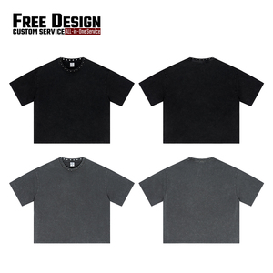 Camiseta Vintage de Manga Corta para Hombre, 100% Algodón, 285GSM, Corte Holgado, con Remaches y Cuello Redondo - Product Image 3