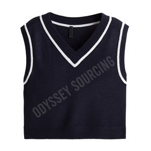 Gilet en tricot pour femme au toucher doux, broderie, écologique, respirant, élégant, superposition, printemps, automne, hiver doux, coton, col en V - Product Image 2