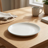 Assiette de service ronde en mélamine de 9 pouces avec rebord, durable, de haute qualité, personnalisable, polie pour les fêtes