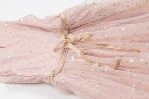 Robe de bal en satin pour filles, imprimé géométrique, dentelle décorative, longueur genou, été, col en V, respirante, sequins, ourlet asymétrique - Product Image 4