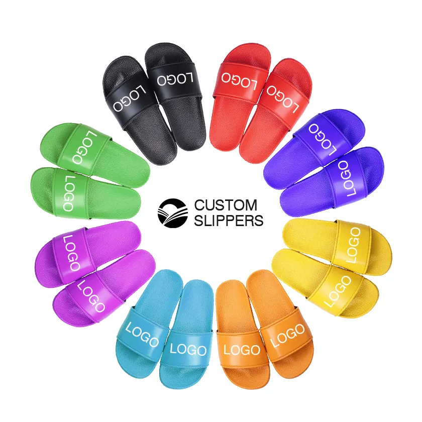 Sandálias unissex para praia, logotipo personalizado, antiderrapante, de alta qualidade, para homens e mulheres, sapato de dedo aberto, calçados em branco personalizado