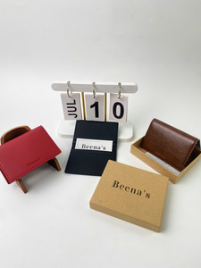 Porte-cartes de visite en cuir, classique, pliable, organiseur de cartes de visite, pochette compacte pour cartes de crédit, portefeuille - Product Image 4