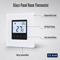 Thermostat numérique mural avec écran LCD et panneau en verre pour la régulation de la température