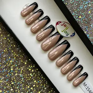 JAYJOY Fournisseur d'ongles Prix de gros Ballerine Medium Coffin Heart Pearl French Tip Nails Manucure Acrylique Stick On Nails