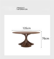 Table à manger ronde en noyer sur mesure, ensemble de table de luxe en bois massif avec base sculptée, bureau organique moderne pour projet