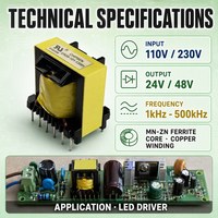 Transformateur de puissance abaisseur à noyau de ferrite haute fréquence ER28 personnalisé pour PCB, 220V 230V 24V 12V