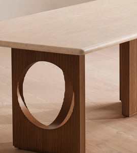 Mesa de roble Natural de madera rectangular contemporánea, muebles de lujo, restaurante, cocina, mesa de comedor y silla de mármol grande - Product Image 5