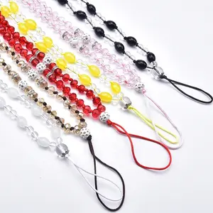 Handgemachte Perlen Lanyard Kristall Lanyard für Handy Arbeits karte ID Halter Hängende Halskette Frauen Kinder Schlüssel Anhänger