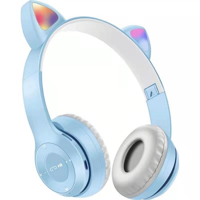 Factory Price Cat Headphones Wireless P47M Earphones for 5.1 Low Latency for Gaming RGB LED Light 9D Hifi Sound IPX4 Gift