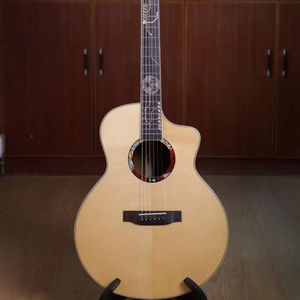 <span class=keywords><strong>Guitarra</strong></span> Acústica de Salón de 41 Pulgadas, Fabricada en Abeto Macizo/Nogal, para Principiantes, con Acabado de Alto Brillo - Product Image 1