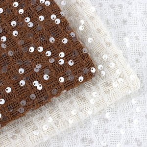 NUEVO OEM precio al por mayor encaje marrón tela transparente bordado lentejuelas para sombrero - Product Image 2