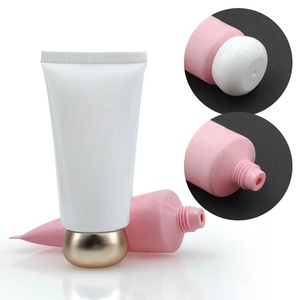 Tubo Cosmético de Plástico Suave para Loción Blanqueadora y Protector Solar, con Tapa Esférica de 50g, Impresión Blanca y Rosa, Diseño Único Personalizado, Precio de Fábrica - Product Image 2