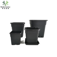 Ronbo Sunrise Pots de Fleurs en Plastique de Pépinière Carrés Noirs d'Extérieur pour Jardin, Grandes Tailles 1 2 3 5 7 10 Gallons, Vente en Gros Économique