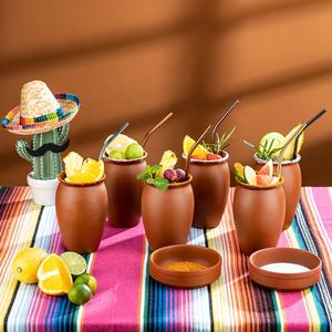 Ensemble de tasses en argile <span class=keywords><strong>terre</strong></span> <span class=keywords><strong>cuite</strong></span> faites à la main Verres mexicains Mariage Noël Cantaritos De Barro Tequila Shot Verre à Cocktail - Product Image 2