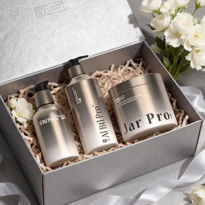 Emballage cosmétique en aluminium brillant pour ensemble cosmétique de luxe exclusif, pot et flacon en aluminium - Product Image 2