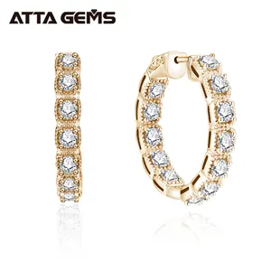 Fine Jewelry Luxury Moissanite Gemstones Round Brilliant Cut Moissanite VVS Earrings Ring 925 Sterling Silver Gift For woman