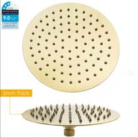 Ensemble de douche en or brossé en gros, certifié WELS 9.0, avec pommeau de douche pluie rond et douchette à main avec flexible métallique