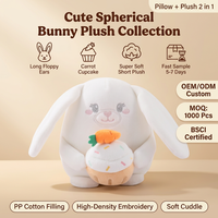 Coussin en peluche lapin personnalisé OEM ODM, oreilles longues brodées, tissu super doux, emballé sous vide, certifié BSCI EN71, vente en gros